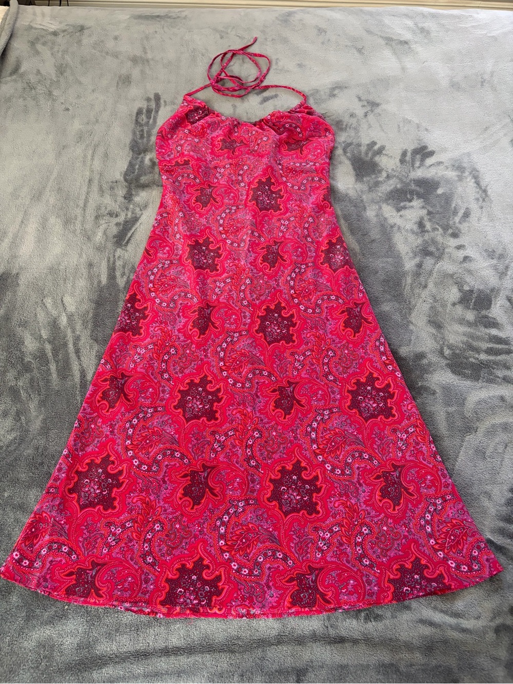 Express Pink Paisley Halter Midi Dress